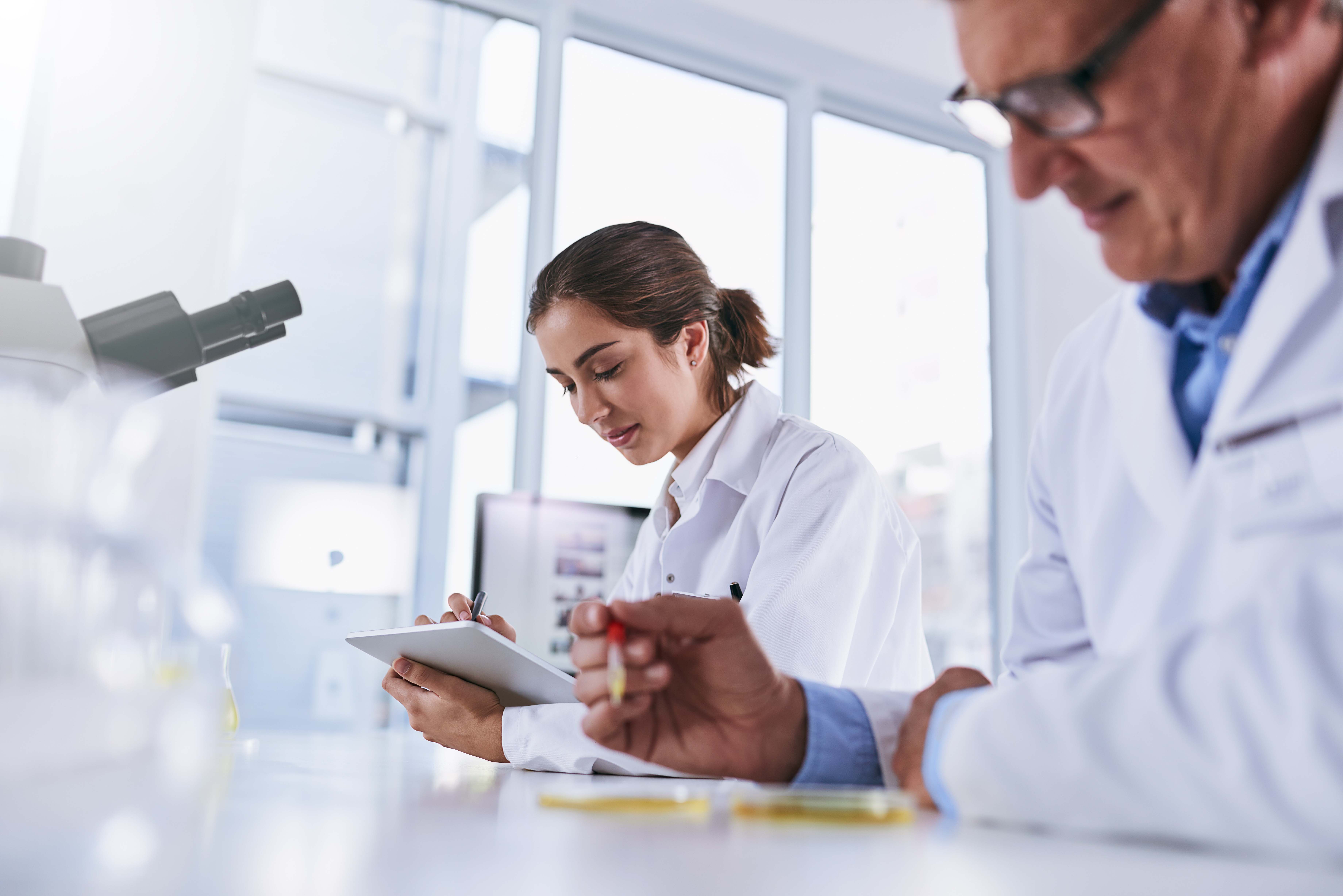 Pathologists reviewing samples