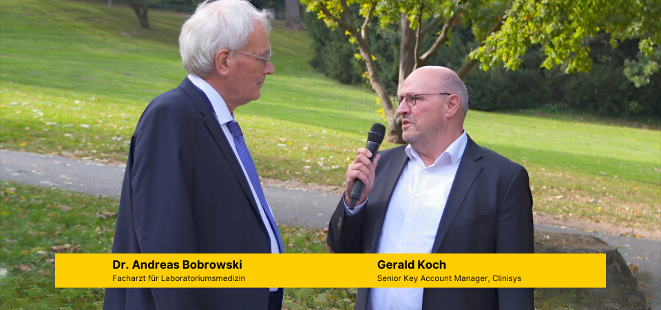 Interview mit dr. Andreas Bobrowski, Facharzt für Laboratoriumsmedizin, während des Clinisys Customer Summit Deutschland am 18. Oktober 2023 in Mainz