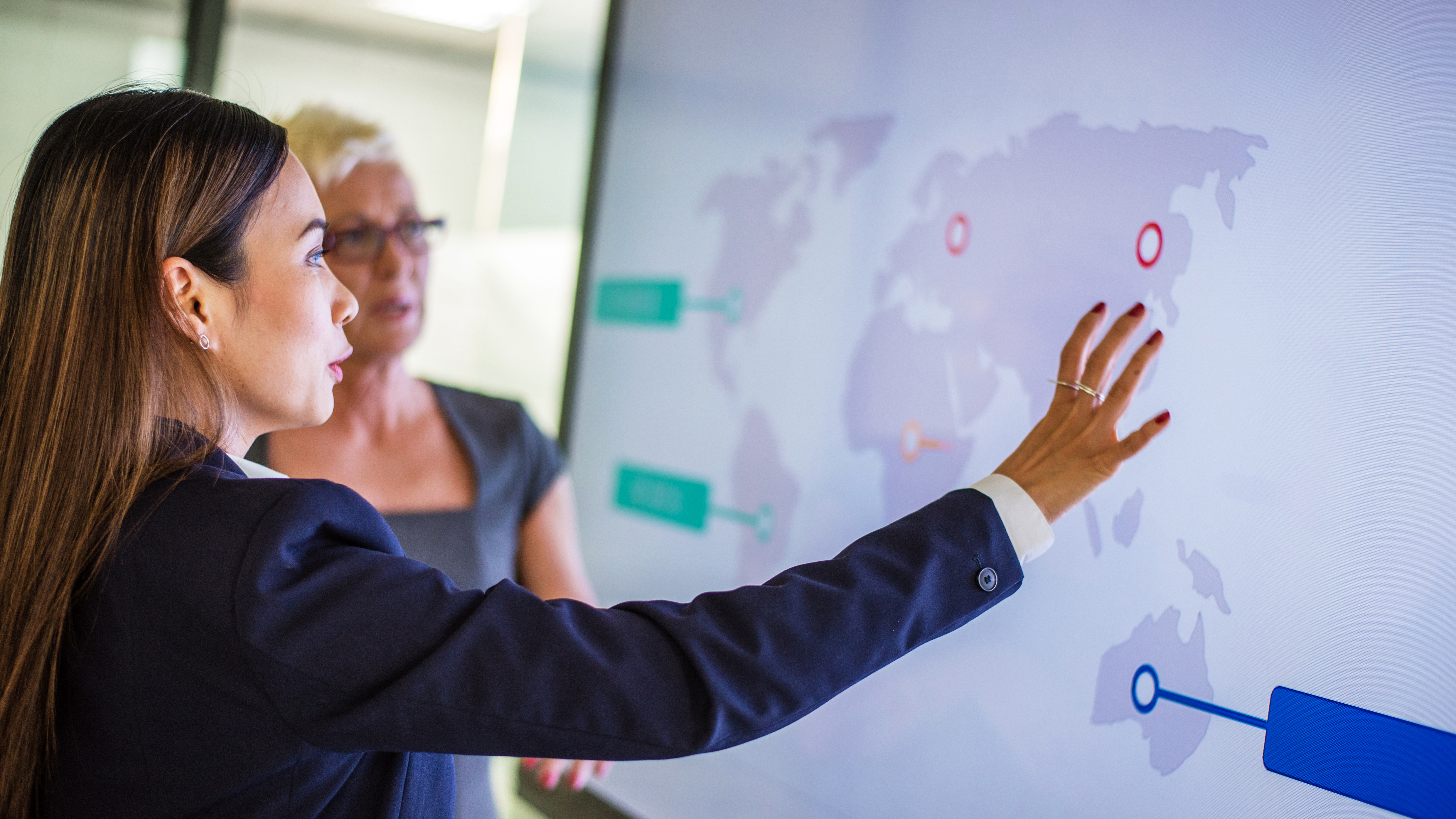 woman looking at map