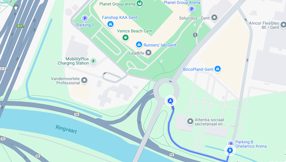Directions to parking at Blue Towers, Ghent